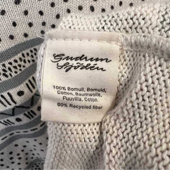Gudrun Sjoden Knit Printed Sweater White Black Size Large Winter Neutral Cozy - Picture 6 of 7